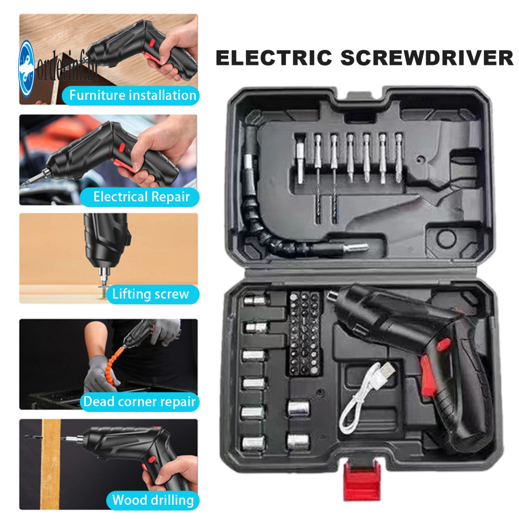 Portable Electric Cordless Screwdriver Digital Product Repair Kit 47pcs Set Usb Rechargeable Lithium Battery Diy Home Fu