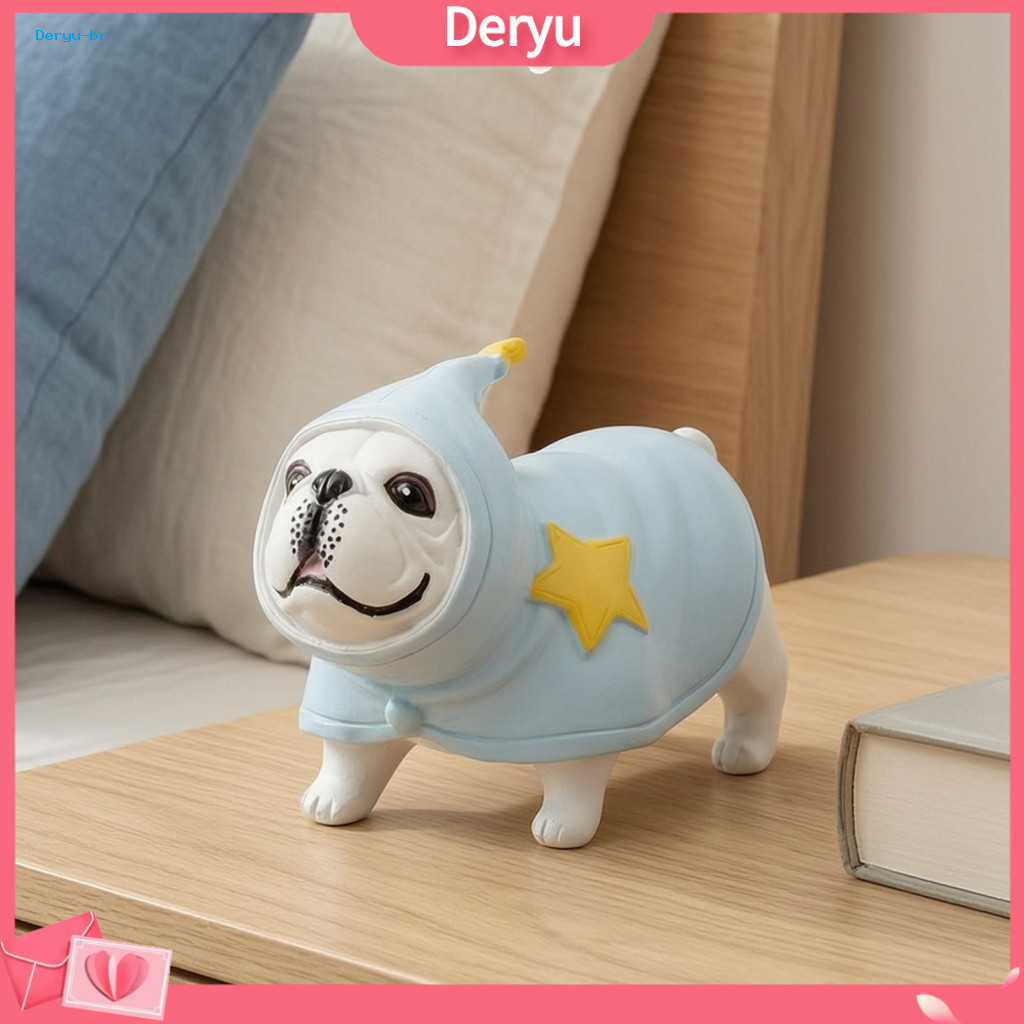 Compact Stable Figurines Desktop Resin Ornaments Cute Bulldog Figurine Macaron Color Statue Adorable Dog Desk Decor for