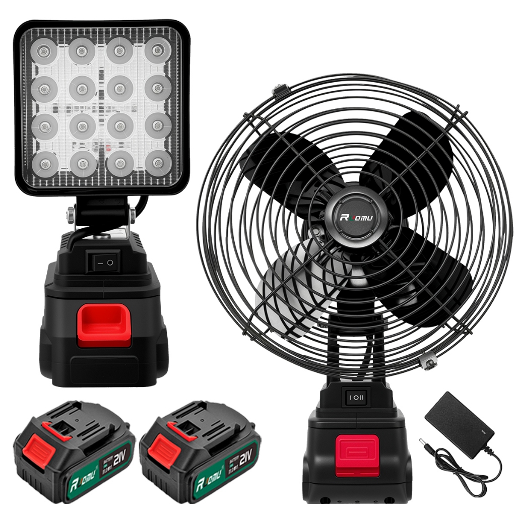 8'' Portable Fan + 4'' Led Light Portable Light Includes Rechargeable Battery