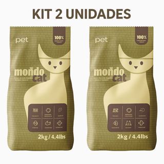 Areia Higiênica Mandiocat Kit com 2 pacotes 2kg – Natural de Mandioca, Elimina Odores, Tora Torrões, Eco-Friendly