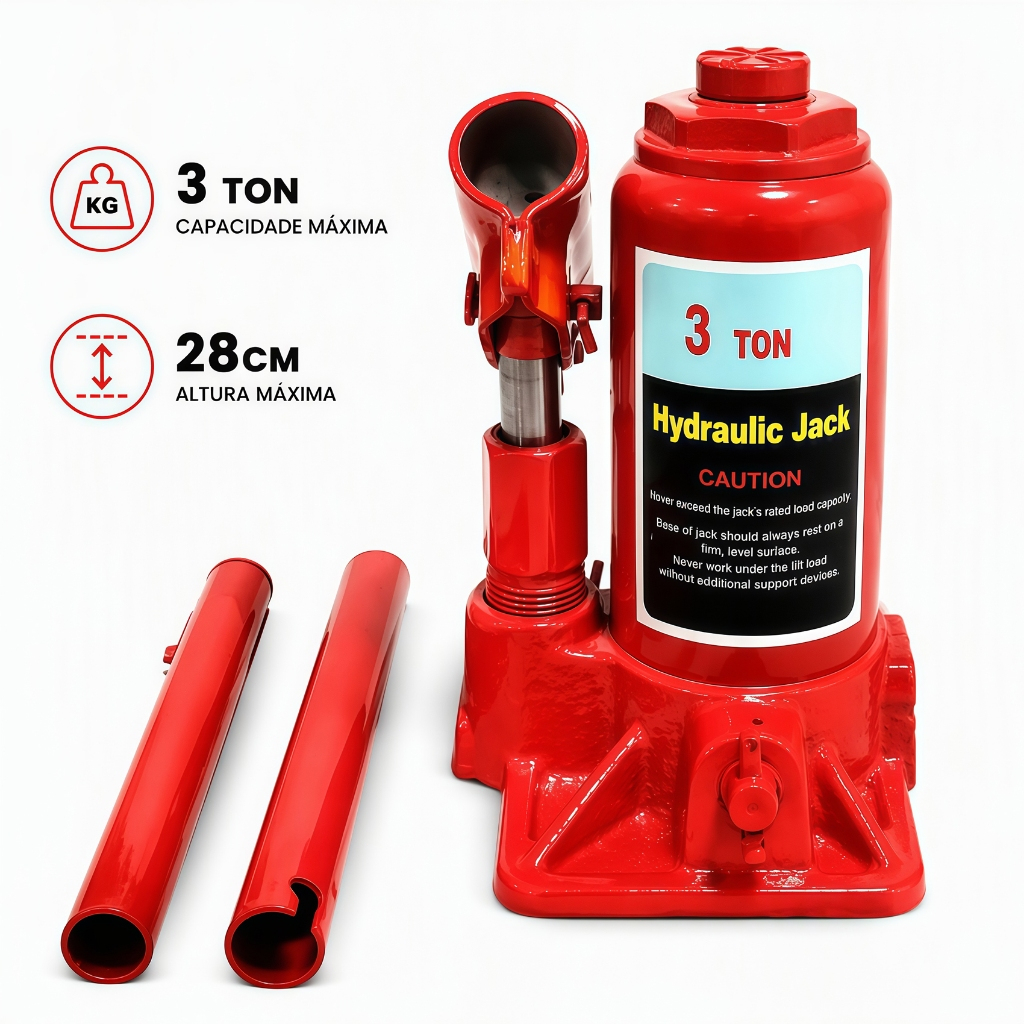 3 Ton Hydraulic Bottle Jack for Car and SUV with Safety Valve, High Capacity, Portable