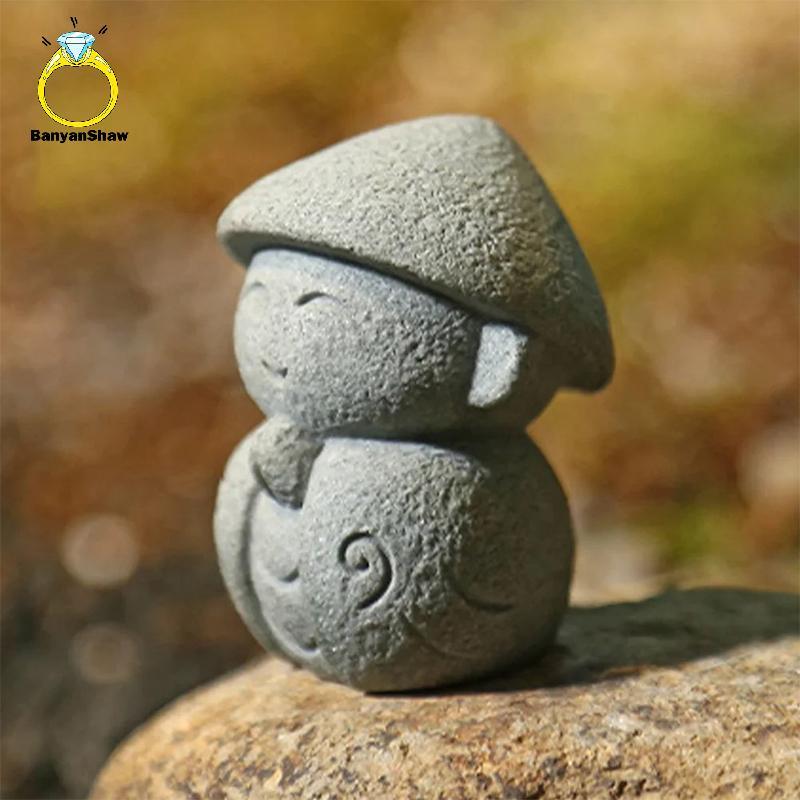 [BANY] Estátuas Fofas De Pequena Escultura Jizo Estatuetas Enfeites De Jardim Japonês Ksitigarbha Aquário Bonsai Bom