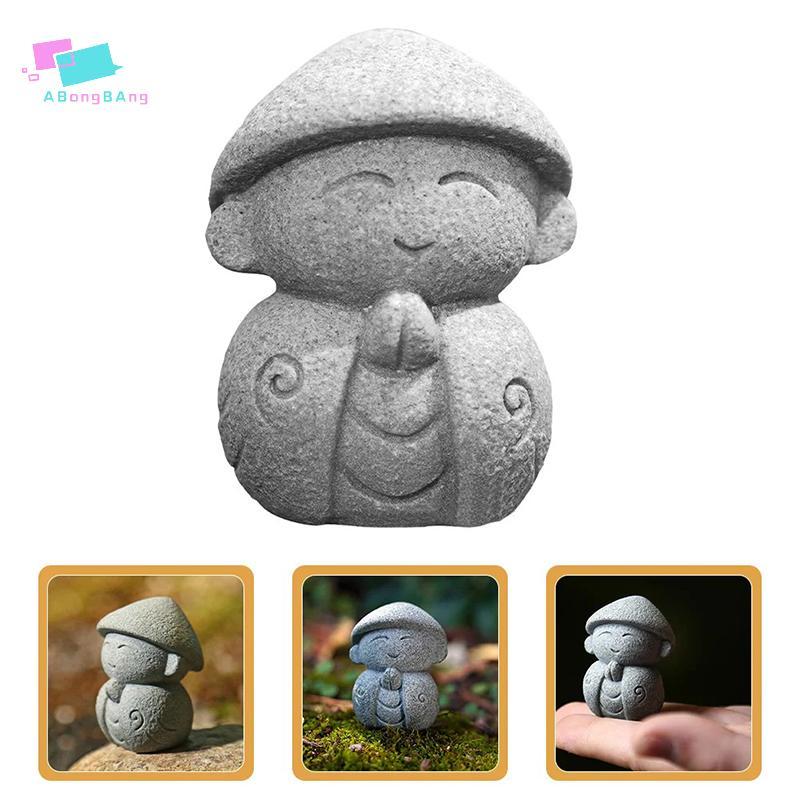 Abongbanghn Estátuas Bonito Pequeno Jizo Escultura Estatuetas Ornamentos De Jardim Japonês Ksitigarbha Aquário Bonsai Ag