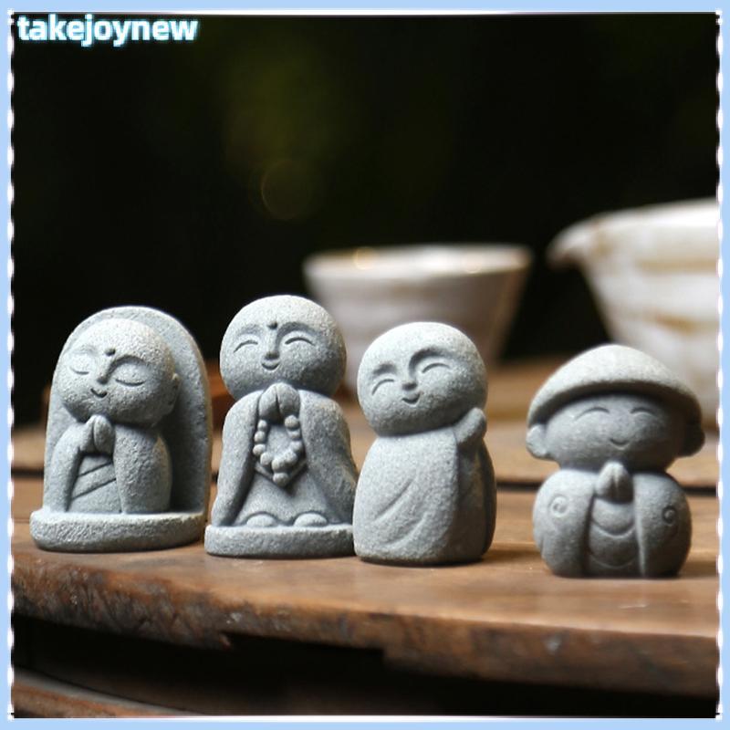 [takejoynewBR] Estátuas Fofas Pequenas Estatuetas De Escultura Jizo Enfeites De Jardim Japonês Ksitigarbha Aquário Bonsa