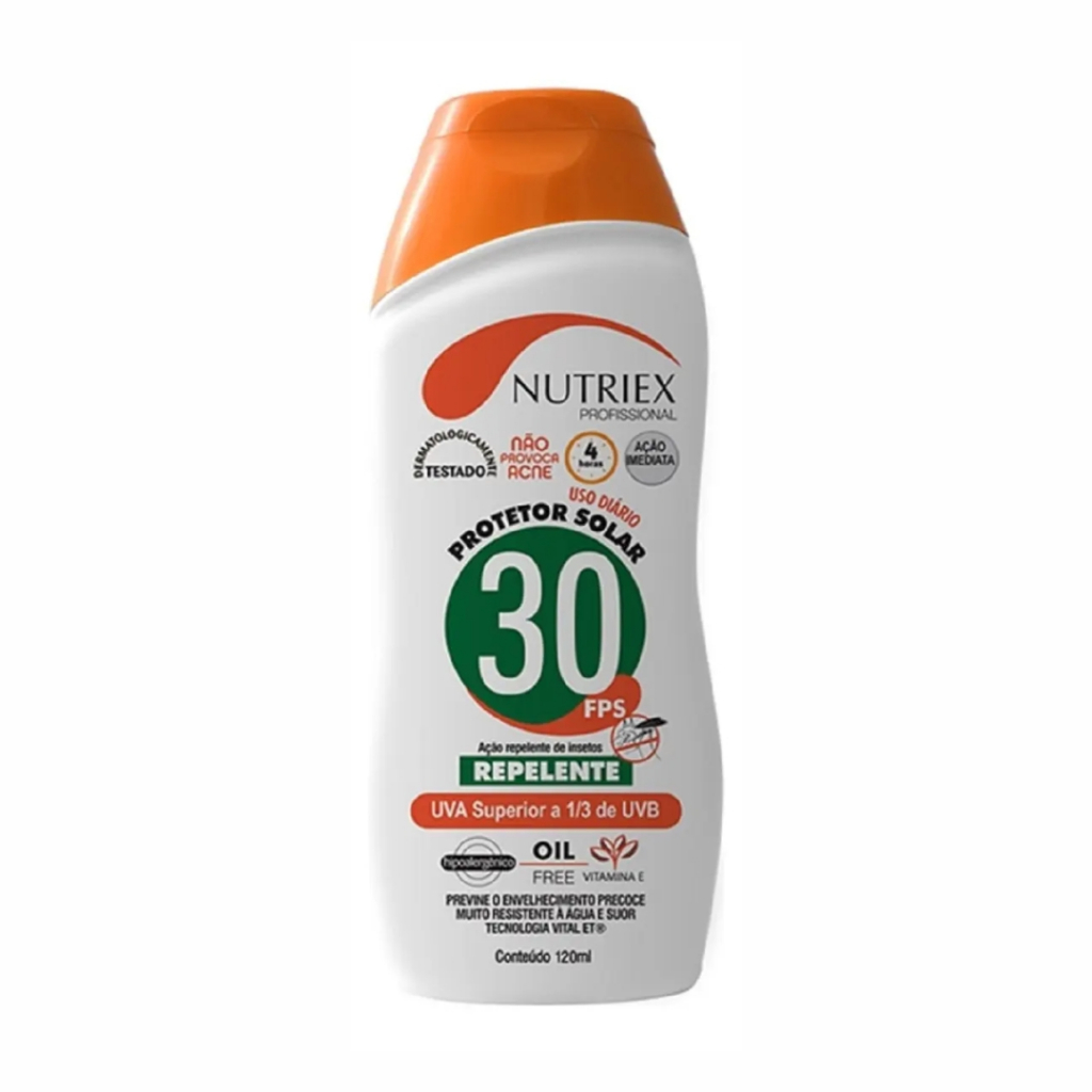 Protetor Solar Nutriex FPS30 ☀️ Com Repelente 120ml UVA UVB
