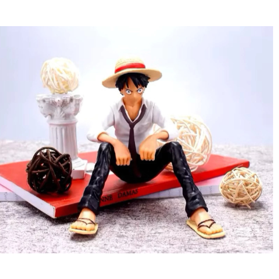 Action Figure Luffy posição sentada presente colecionador anime 12cm PVC