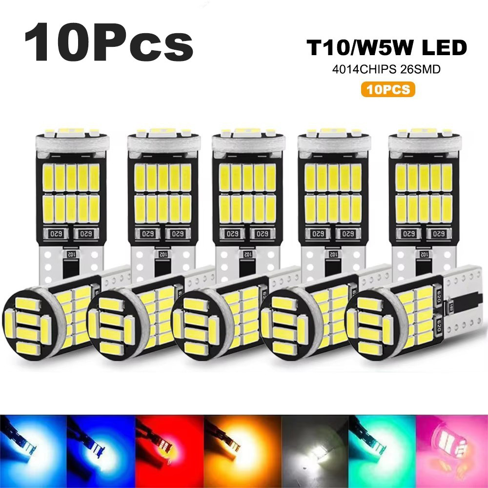 10 Pçs T10 W5W 194 501 Led Canbus Nenhum Erro Luz Interior Do Carro T10 26 SMD 4014 Chip Branco Puro Instrumento Luzes L