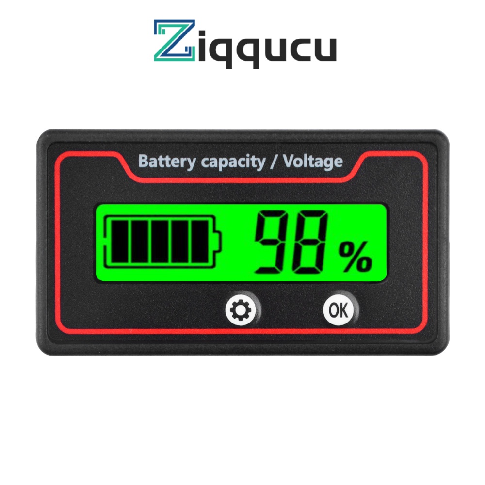Monitor De Capacidade Da Bateria ZIQQUCU 9-120v Medidor De 12v 24v 48v Indicador De Tensão De Porcentagem De Energia Para Vida Doméstica