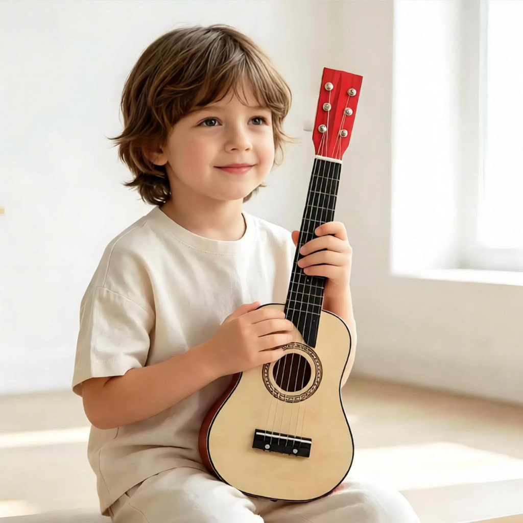 Mini Violão Madeira Infantil Semi Profissional Com Cordas Em Aço