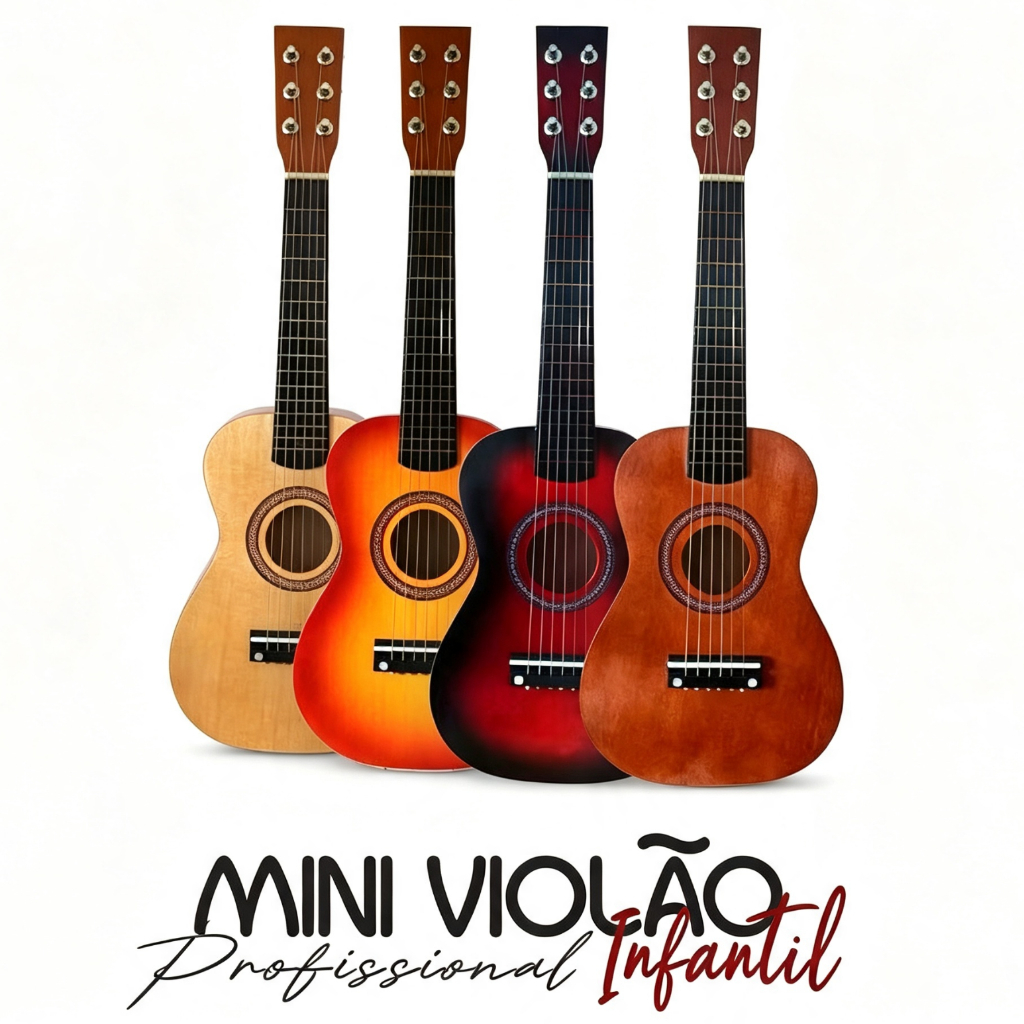 Mini Violao Infantil Semi Profissional Madeira Aprendizagem