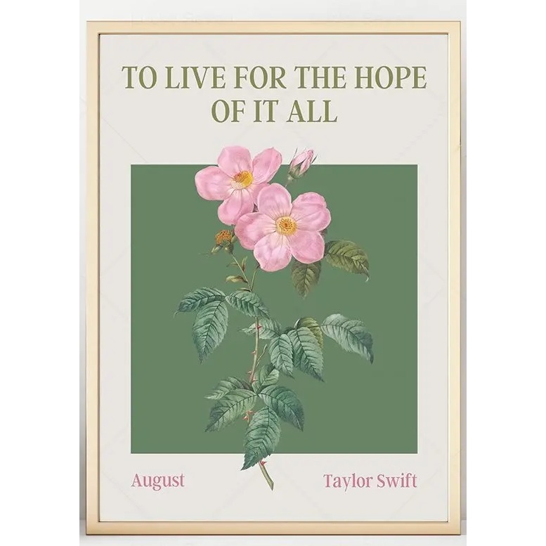 Quadro decorativo Taylor Swift Música Lyric Cotações Flower Poster 40x60