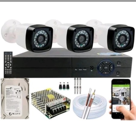 Kit 3 Camera de Segurança Infra 20m 1.3 hd  Dvr 4ch Multi Hd com hd 2023 promo carnaval