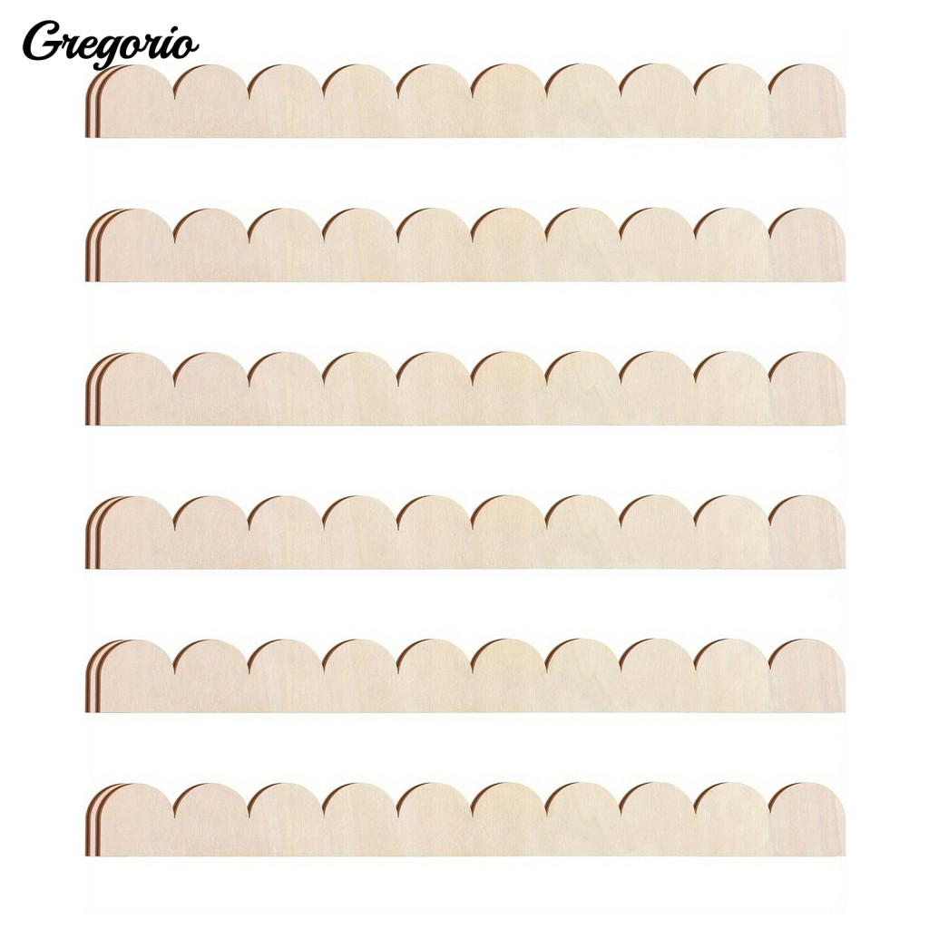 Burr-free Door Frame Border Unfinished Decor 6/12 Pcs Scalloped Wood Trim – Farmhouse Style Diy Crafts for Home Wall C