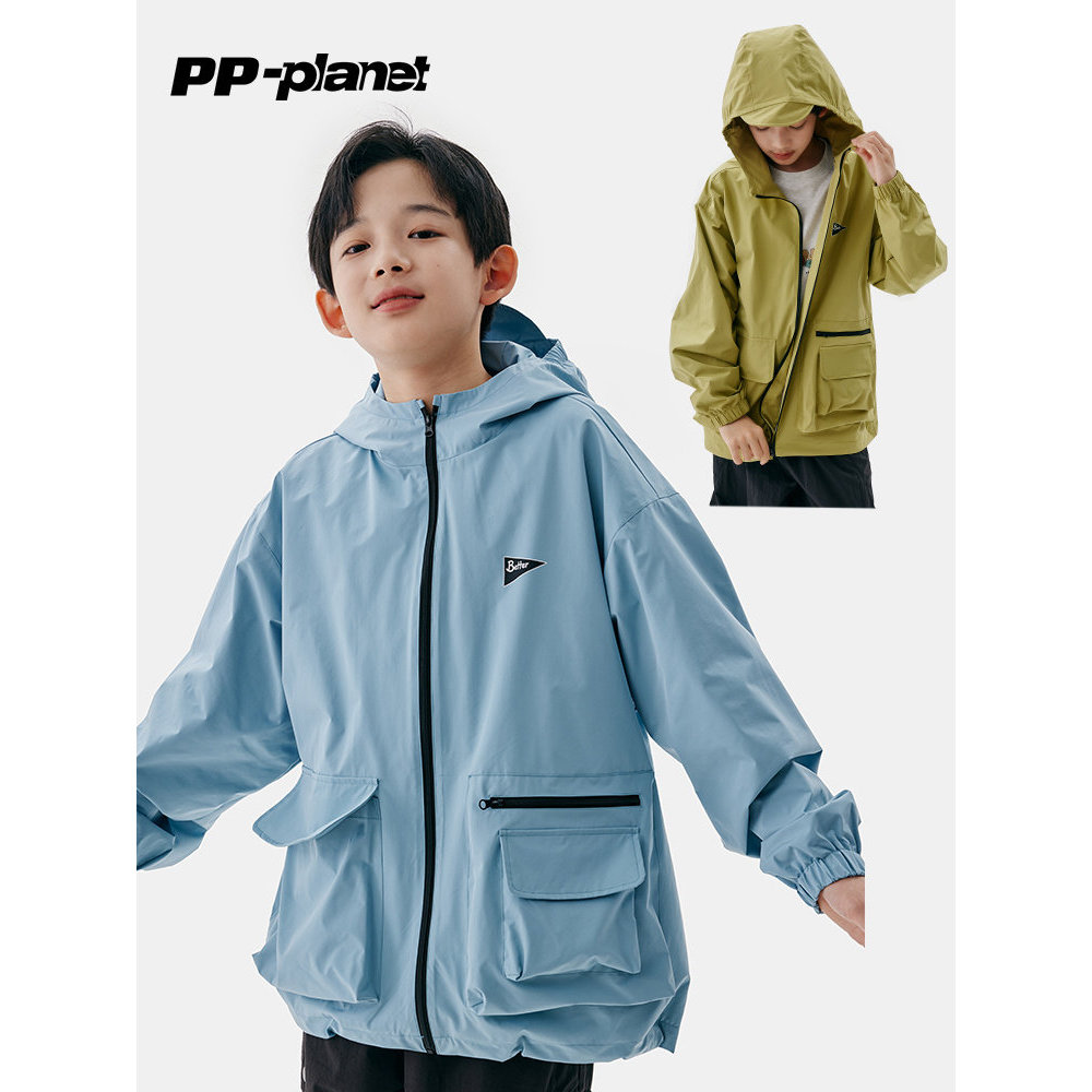 PP Planet Boys Três-Proof Soft Shell Com Capuz Fino Protetor Solar Roupas Primavera Verão Novo Estilo Médio Grande Crian
