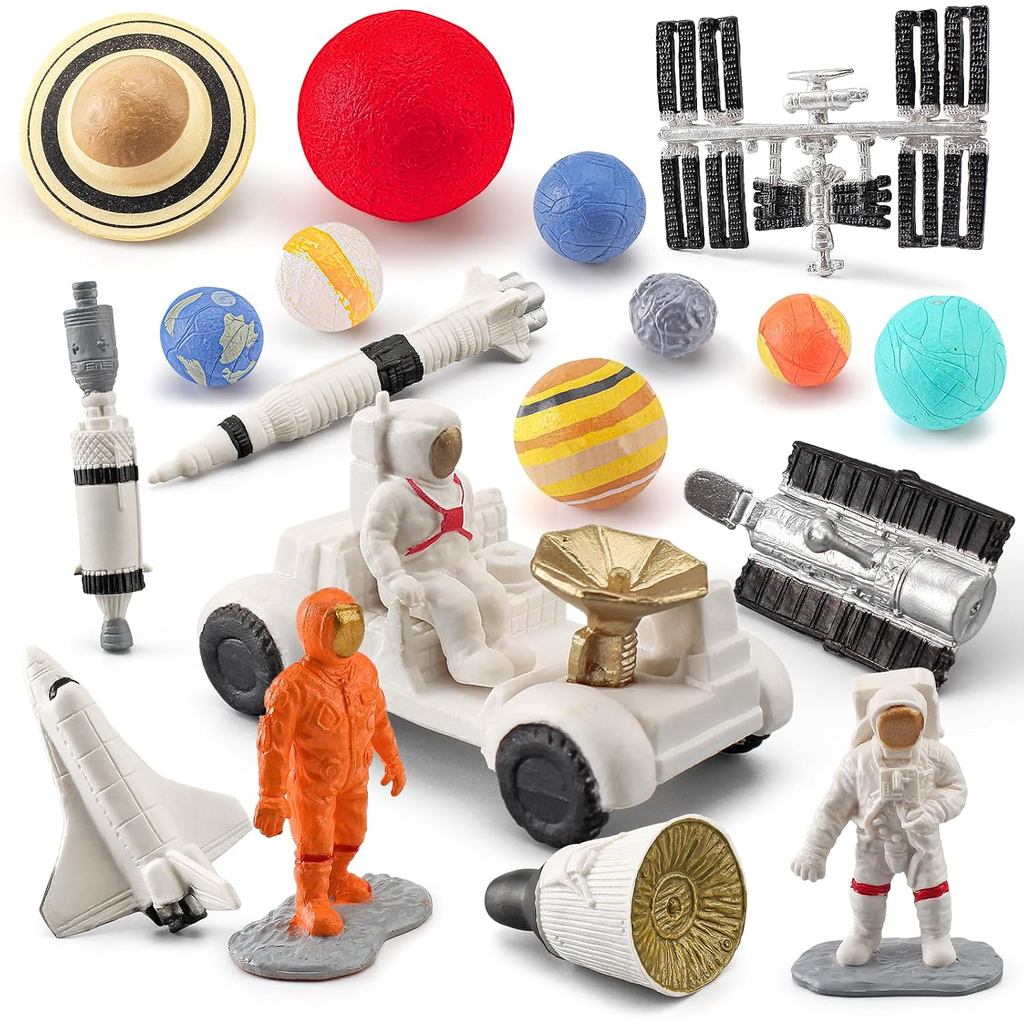 19PCS Planets Solar System Astronaut Figure Toy Children Solar Power Kit Space Exploration Spaceman Science Kit for Kids