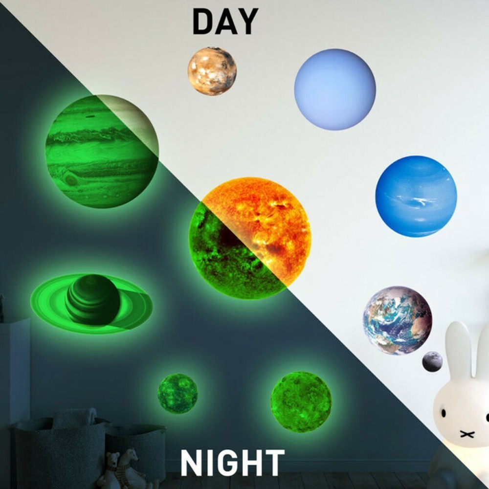 Eid 3 Glow In The Dark Solar System Adesivo De Parede 10 Planet Decalque Mural Decoração De Quarto Para Crianças