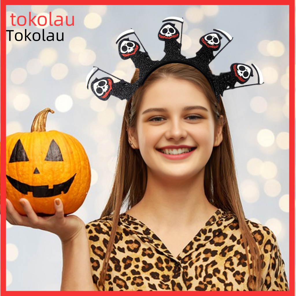 Durable Headband Halloween Ghost Sparkling Hair Hoop Decorative Hairband Accessories for Women and Kids Festive Party Co