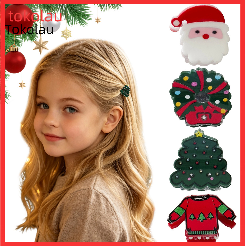 Decorative Hair Claw Mini Clips Christmas Clip Santa Claus Xmas Tree Clamp Acrylic Bang Side Hairpin Festive Accessories
