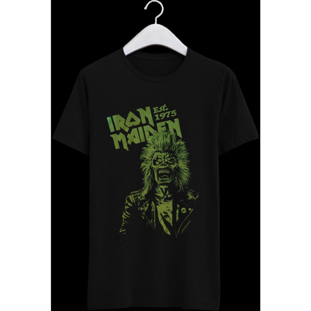 Camiseta Banda Iron Maiden Green 75 100% Algodão Blusa Camisa Rock