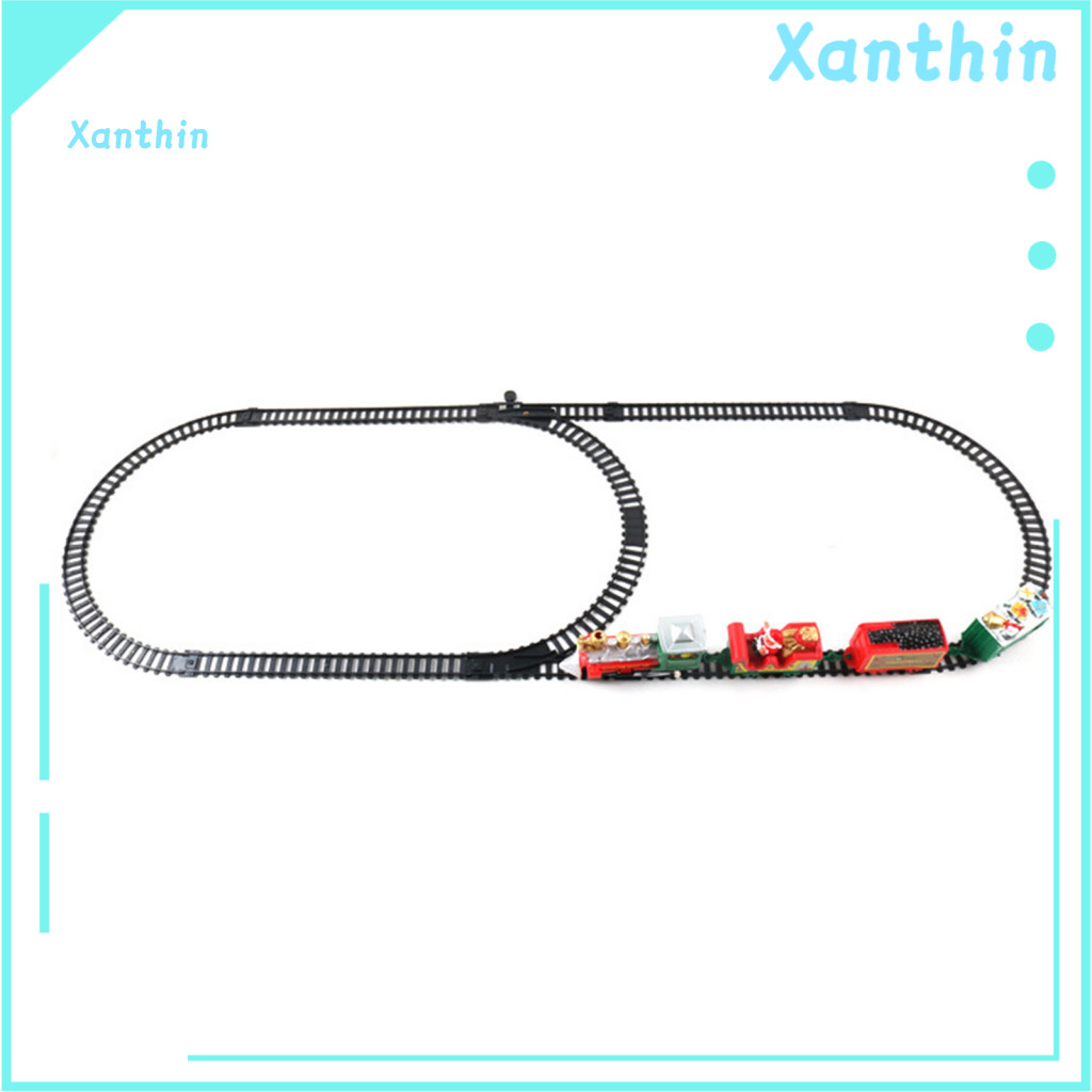 Electric Track Train Toy with Lights and Sounds Christmas Light Sound Battery Operated Educational for Toddlers for Kids