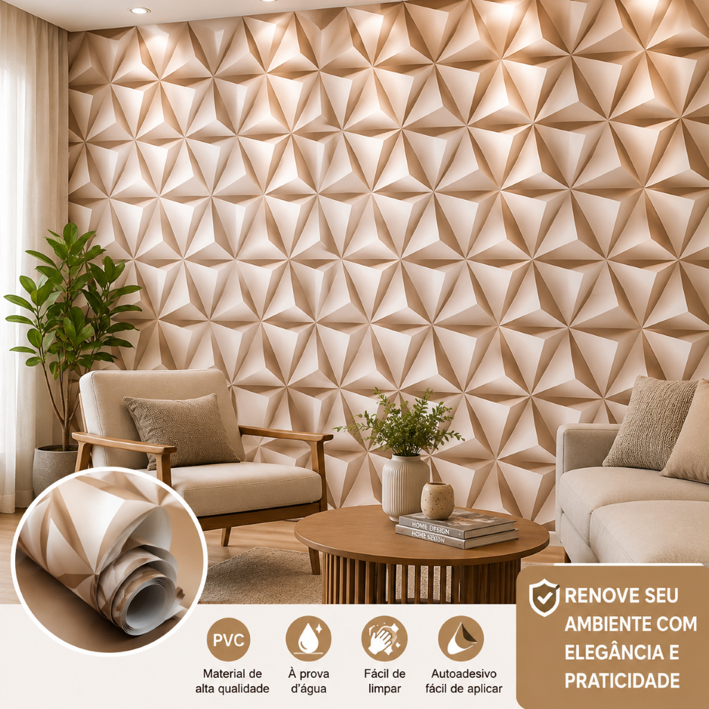 Papel De Parede Autoadesivo Pvc Estampa Moderna Geometrica Revitaliza Ambientes 5 Metros