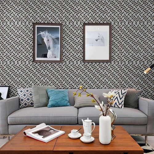Papel De Parede Adesivo Pratico Elegante Lavavel Textura PVC Estampa Geometrica Zig Zag 5M