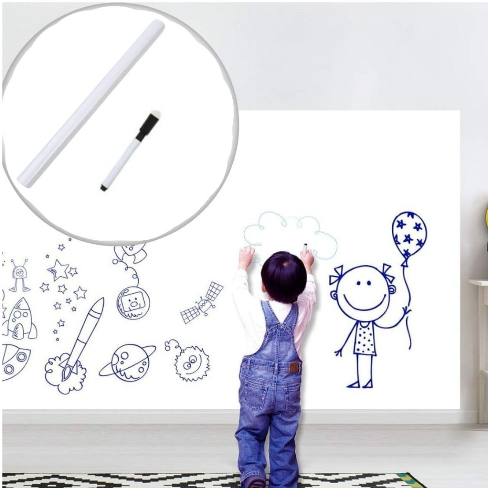 Papel de Parede Adesivo PVC Quadro Branco Com Marcador 2 ,4, 6, 8 Metros Móveis Geladeira Fogão