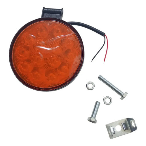 Farol De Led Redondo 90mm 14 Leds Bivolt Universal Laranja