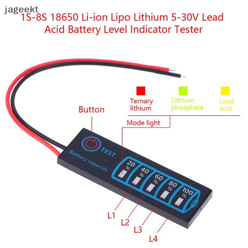 [jageekt] 1S-8S Li-ion Lithium 5-30V Testador De Indicador De Nível De Bateria De Chumbo-Ácido Display LCD Medidor De Te