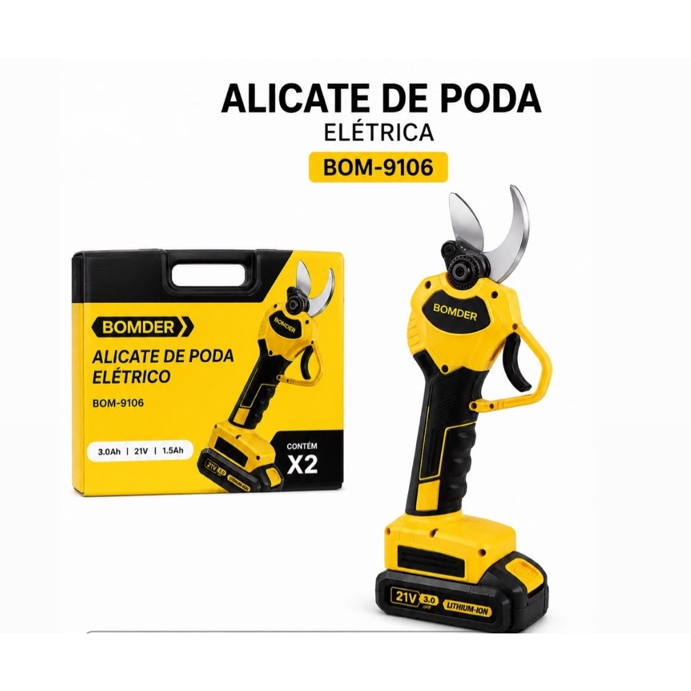 Alicate Poda Elétrico Profissional Bateria 21V Lithium-Ion Forte