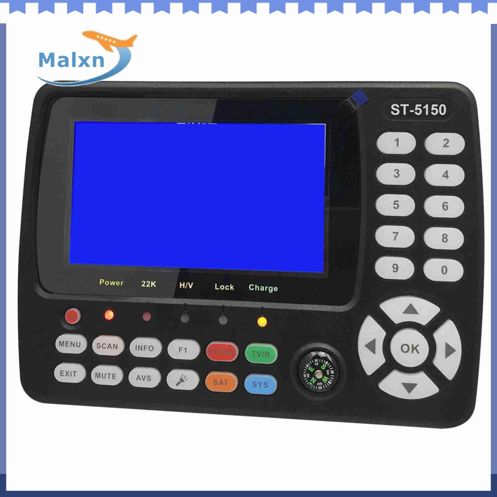 Malxn-br ST-5150 DVB-S2/T2/C COMBO HD Satellite Finder Medidor de sinal digital portátil de 4,3 polegadas TFT LCD H.265