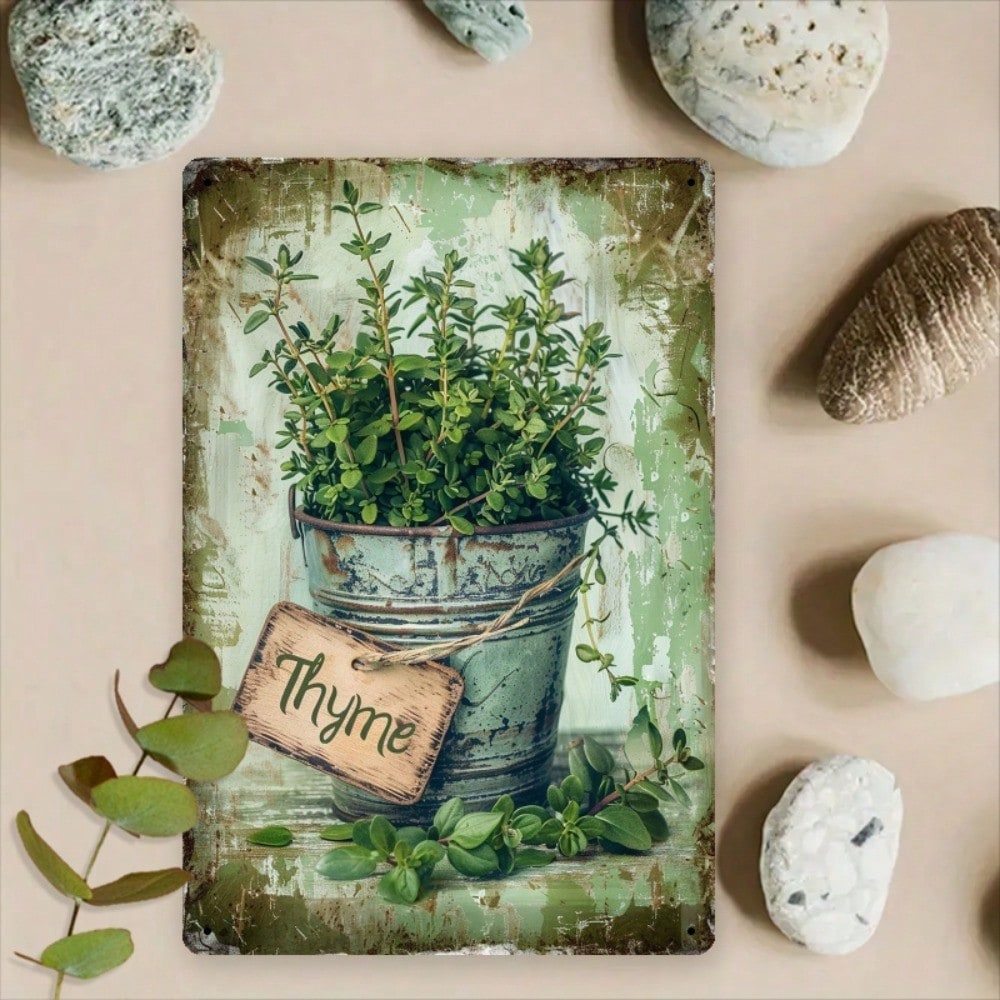 CIFbuy Vintage Green Herb Planta Sinal De Metal 8x12 Polegadas Arte De Parede Casa Cozinha Jardim