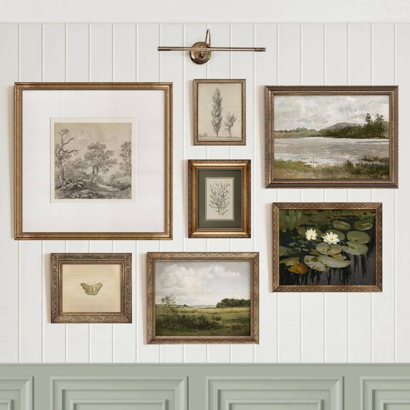Beige Green Farmhouse Gallery Botanical Rustic Vintage Poster No Frame Canvas Wall Art Painting Living Room Home Decor