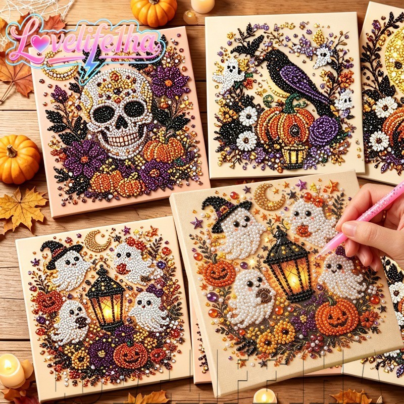 [Entrega Rápida] [Decoração De Halloween] Kit De Pintura De Diamante DIY-Imagem De Strass Com Padrão Assustador-Ornament