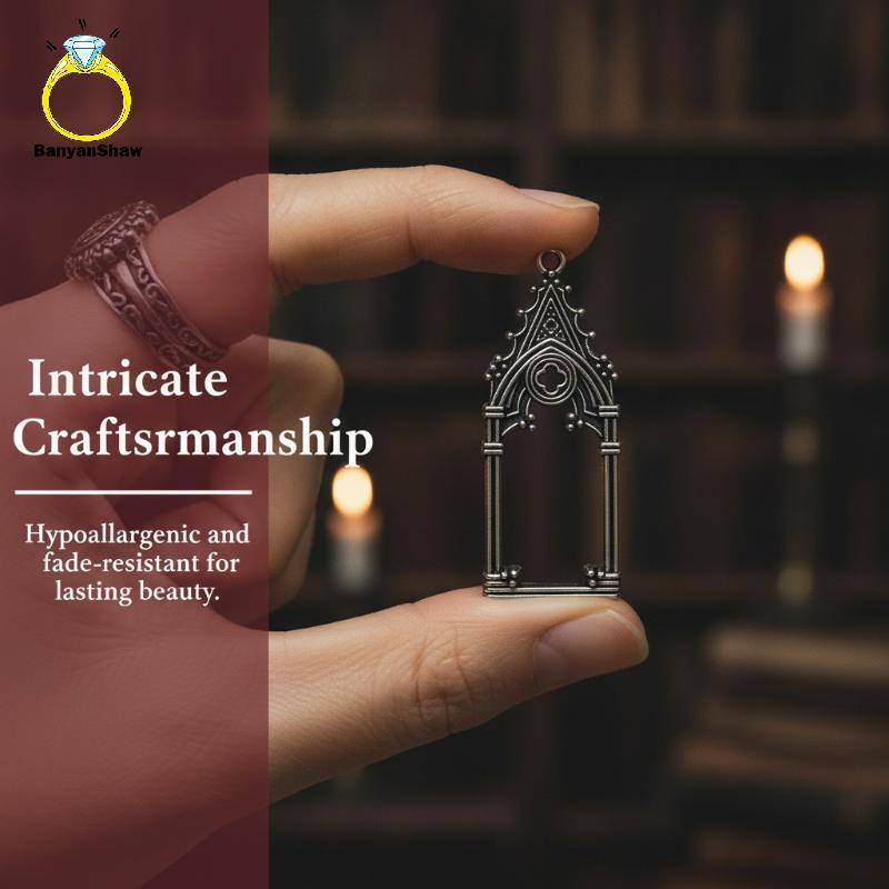 [BANY] 5 Pcs Vintage Oco Esculpido Gótico Catedral Quadro Encantos Pingentes De Liga Para Jóias DIY Nelace Craft Fazendo