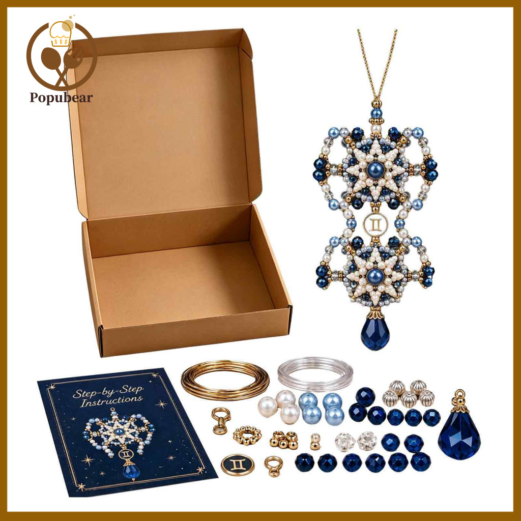 Diy Beading Craft Set Constellation Jewelry Making Kit Zodiac Beaded Ornament – Pendant for Keychain Bag for Beginners
