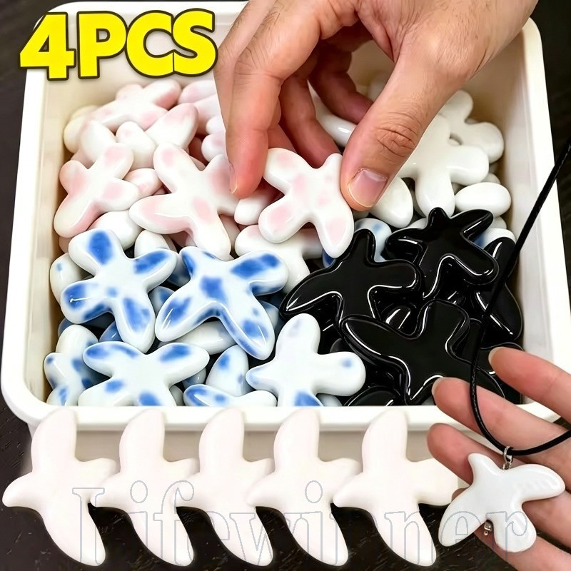 4/1 Unidade De Contas De Cerâmica Em Formato De Pomba Da Paz-Chaveiro DIY Craft-Acessórios Para Fazer Joias-Feito À Mão