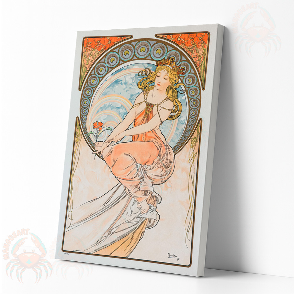 Quadro Decorativo The Arts Painting de Alphonse Mucha - Arte em Tela Acetinada