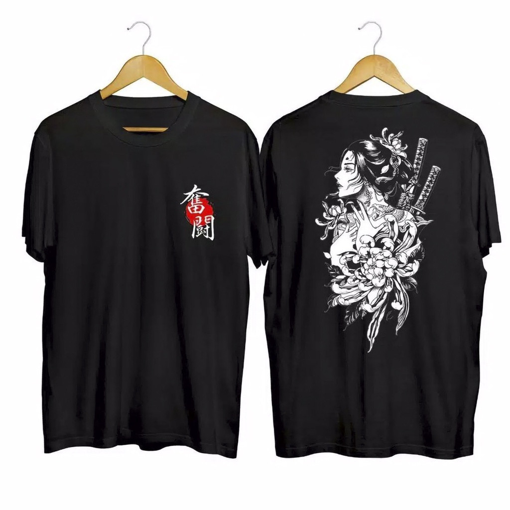 Camiseta UNISSEX Básica Dragon Painting Japones Algodão Streetwear Estilo Rua