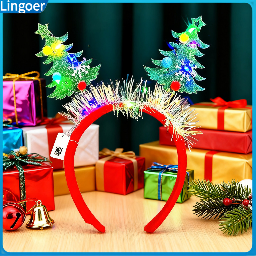 Christmas Luminous Elk Headband Led Light Up Hair Accessory Party Favor for Festival Birthday Navidad Holiday Gathering