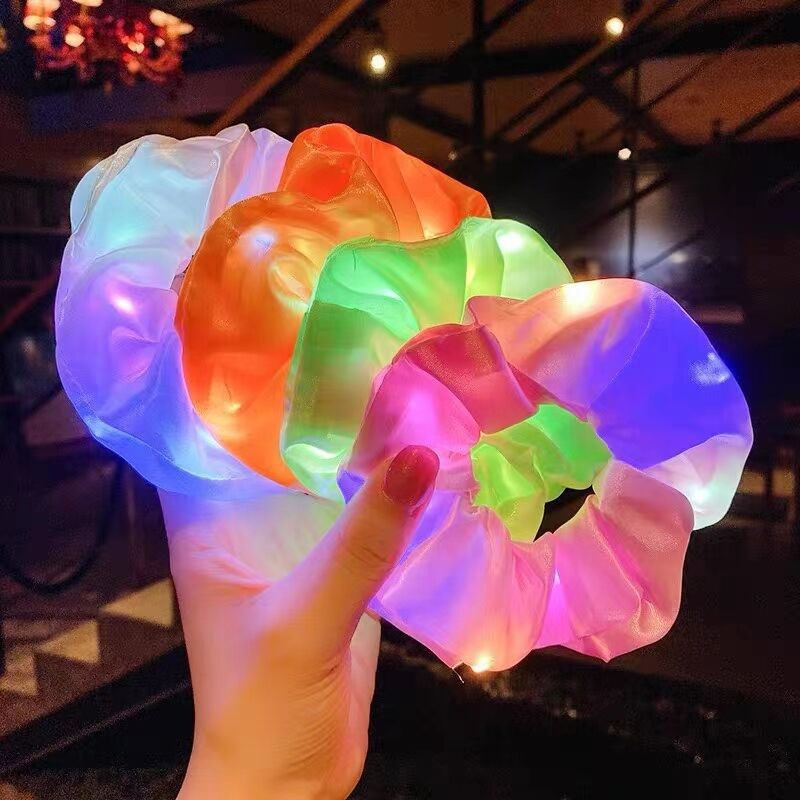 LED Luminous Hair Scrunchies Light Up Elastic Faixas De Cabelo Femininas Para Festa De Natal De Halloween