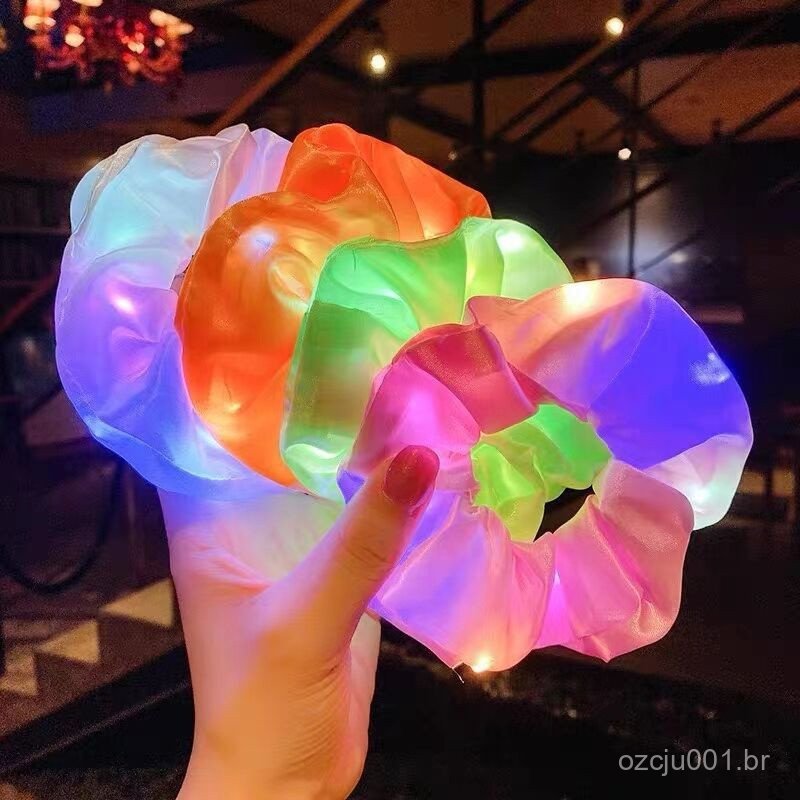 LED Luminous Hair Scrunchies Light Up Elastic Faixas De Cabelo Femininas Para Festa De Natal De Halloween