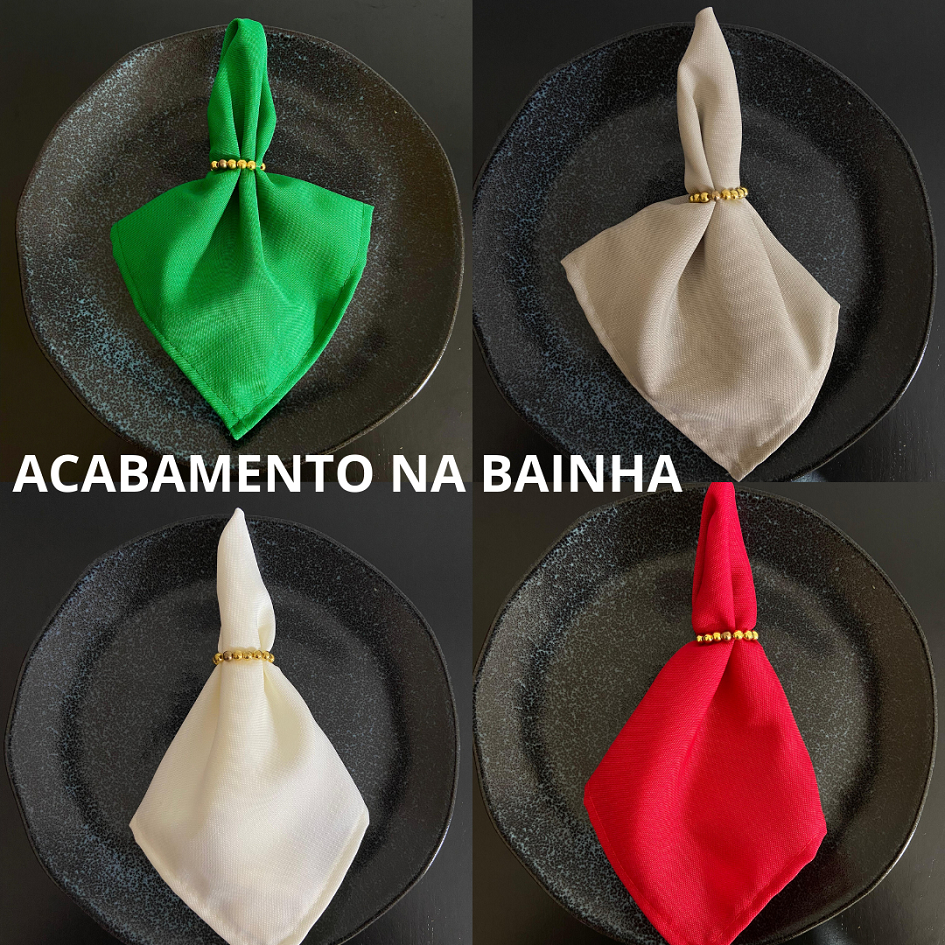 Kit 50 Guardanapos de Tecido Oxford Liso Premium 35cm x 35cm - Promoção - Acabamento em Bainha