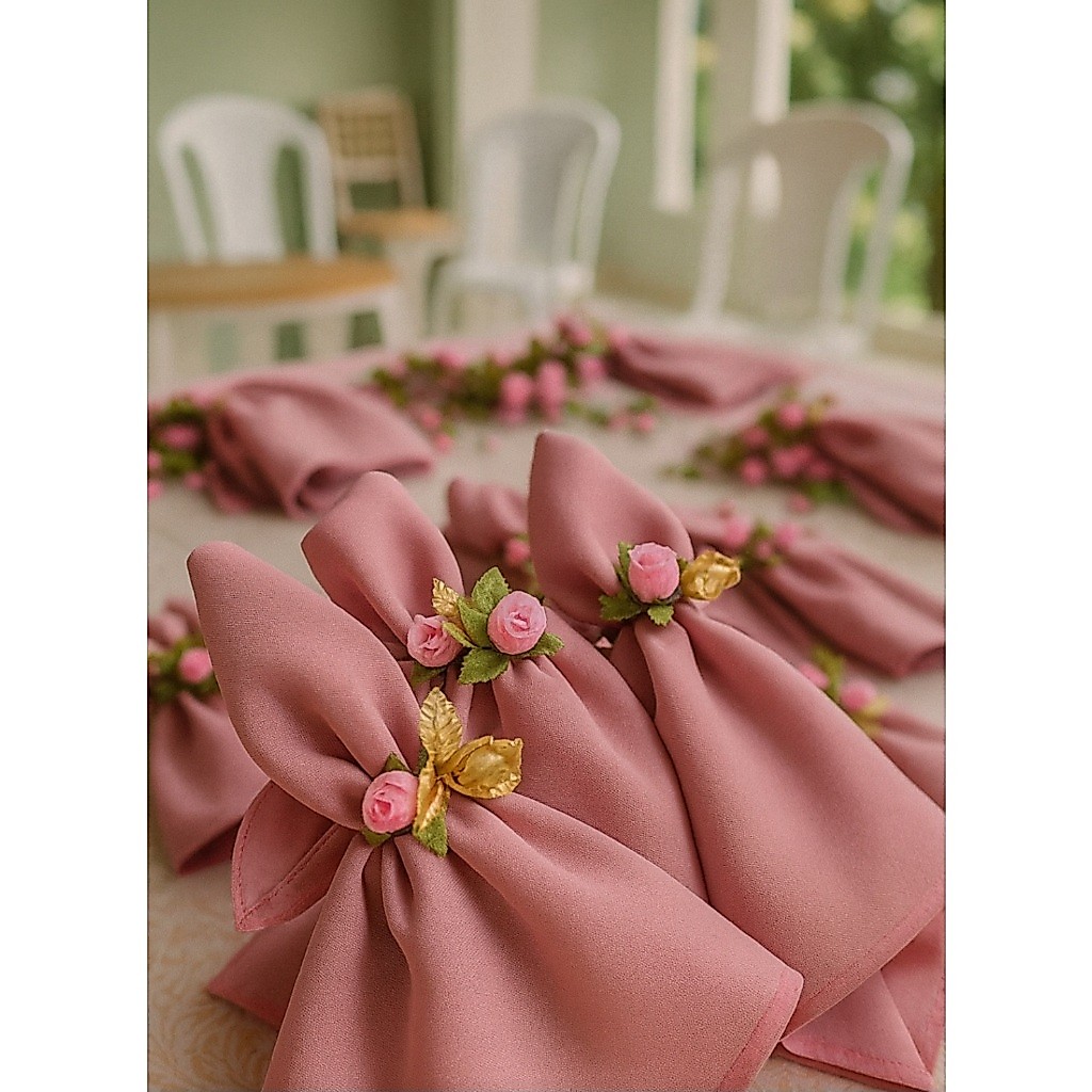 16 guardanapos de mesa cor Rose 35cm x 35cm overloque oferta