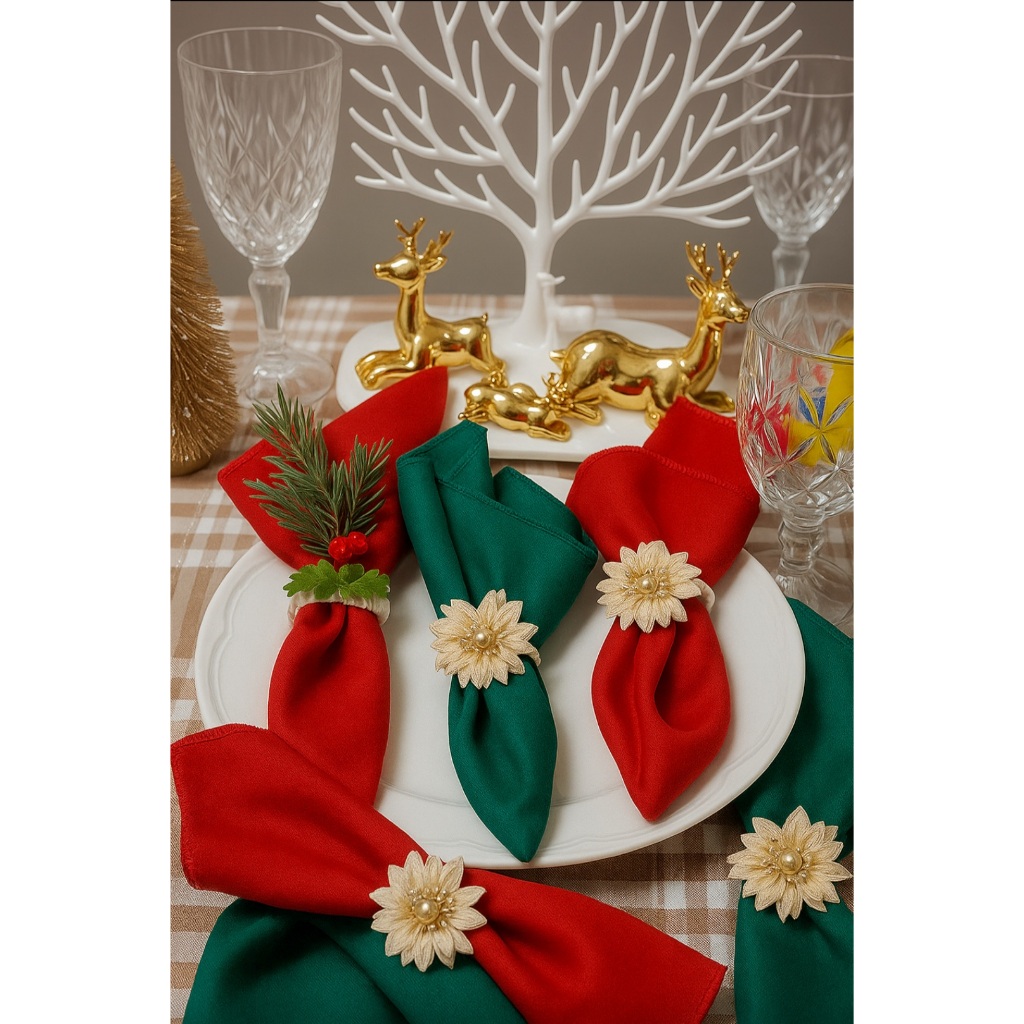 Natal mesa Posta vermelho e verde 10 peças em oxford premium 35cm x 35cm