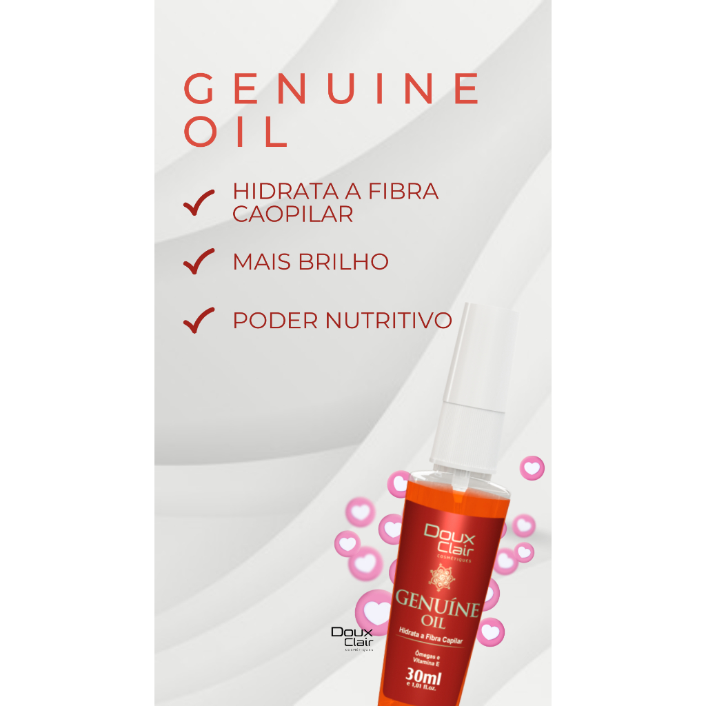 Óleo de Argan Reparador de Pontas Doux Clair Genuine Oil 30ml