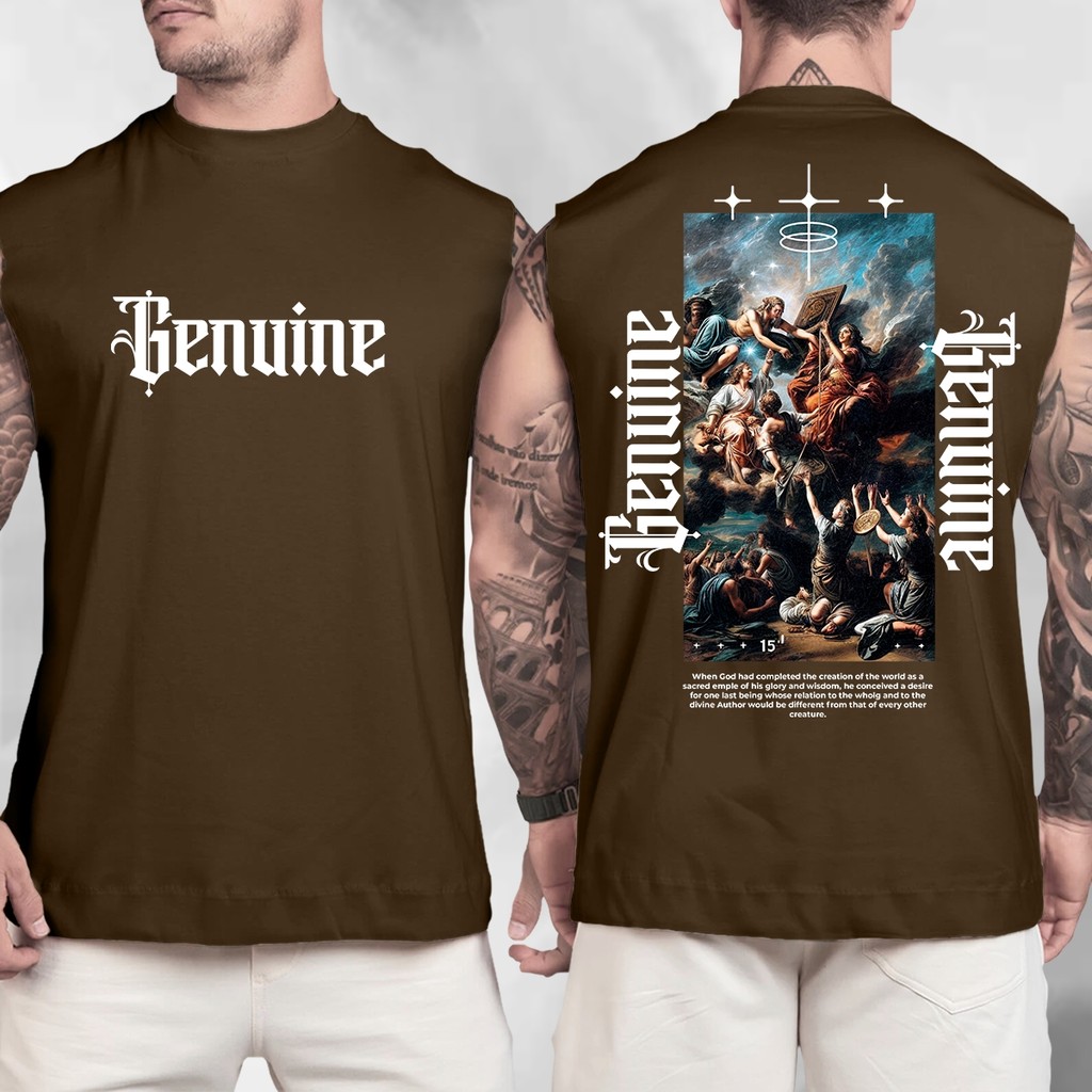 Camiseta Regata Oversized Streetwear 100% Algodão Estampada Genuine Creatin World