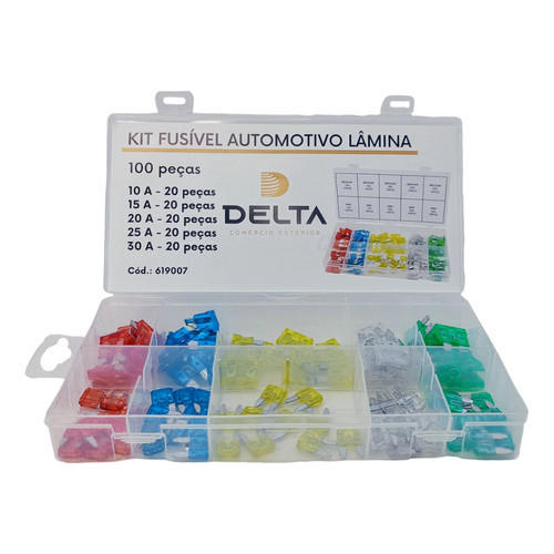 100 Pcs Conjunto Sortido Perfil De Tamanho Médio Mini Lâmina Fusível Carro Auto Caminhão 10-30A Com Caixa Clipe