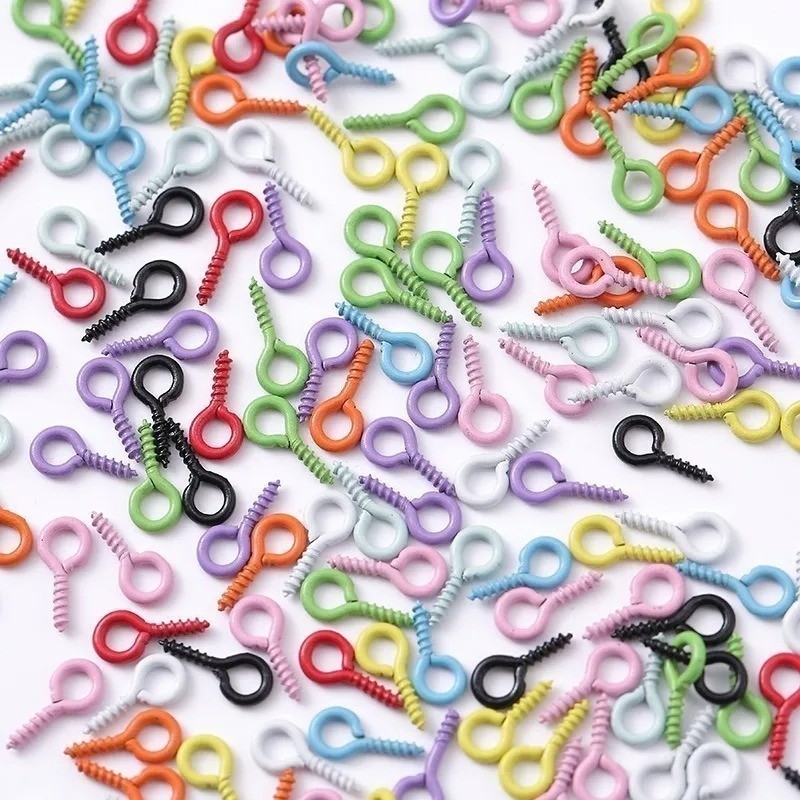 100 Pçs Mini Pitão Rosqueável Colorido 5x10mm Para Artesanato e Pulseiras de Moda