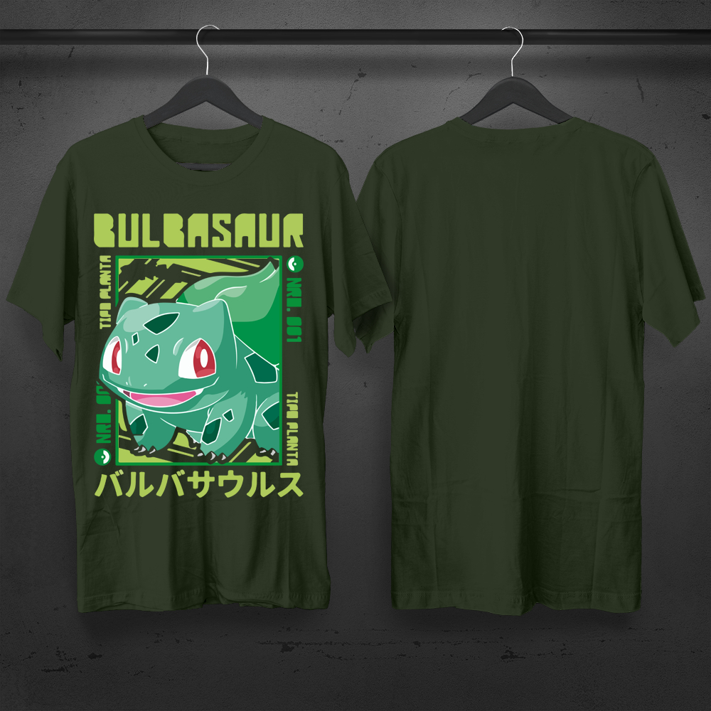 Camisa Unissex 100% Algodão T-Shirt Premium BULBASAUR POKEMON